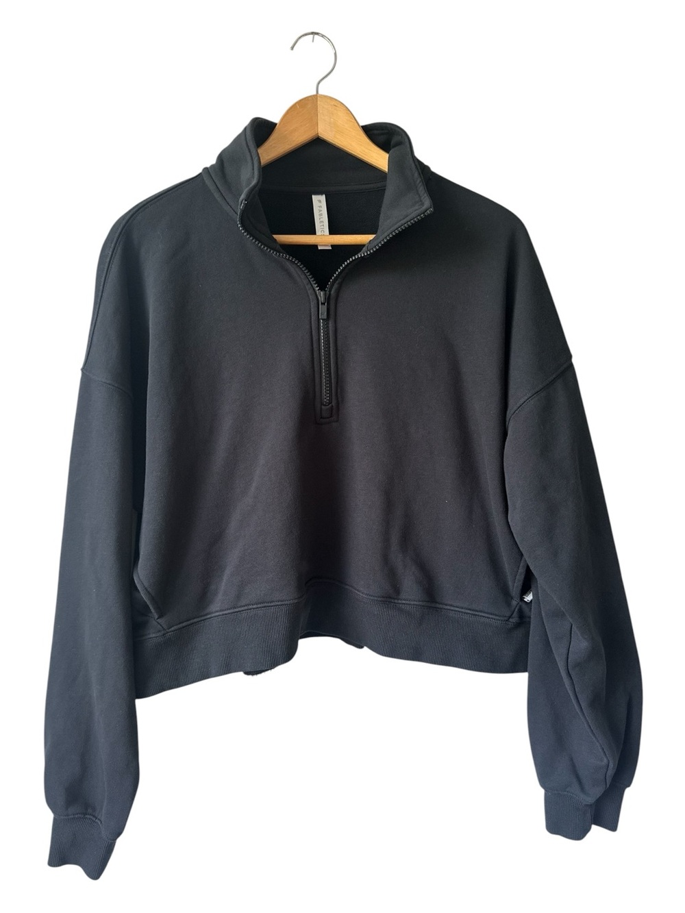 Fabletics Black Women’s Cropped Half-Zip Pullover Sweatshirt XL